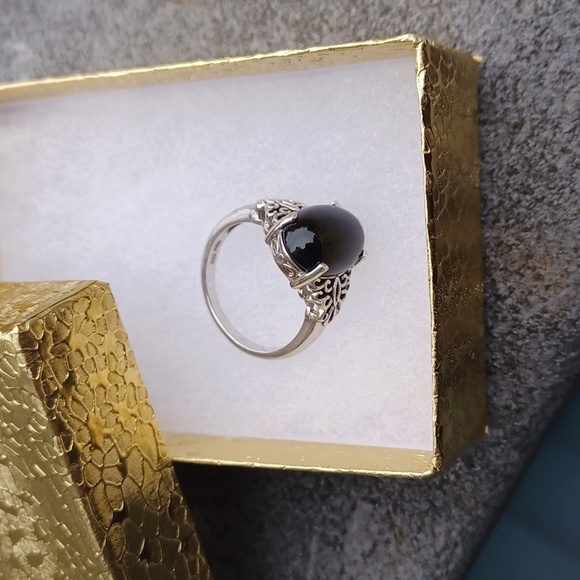 New Sterling Silver Onyx ring size 7 - Picture 7 of 9